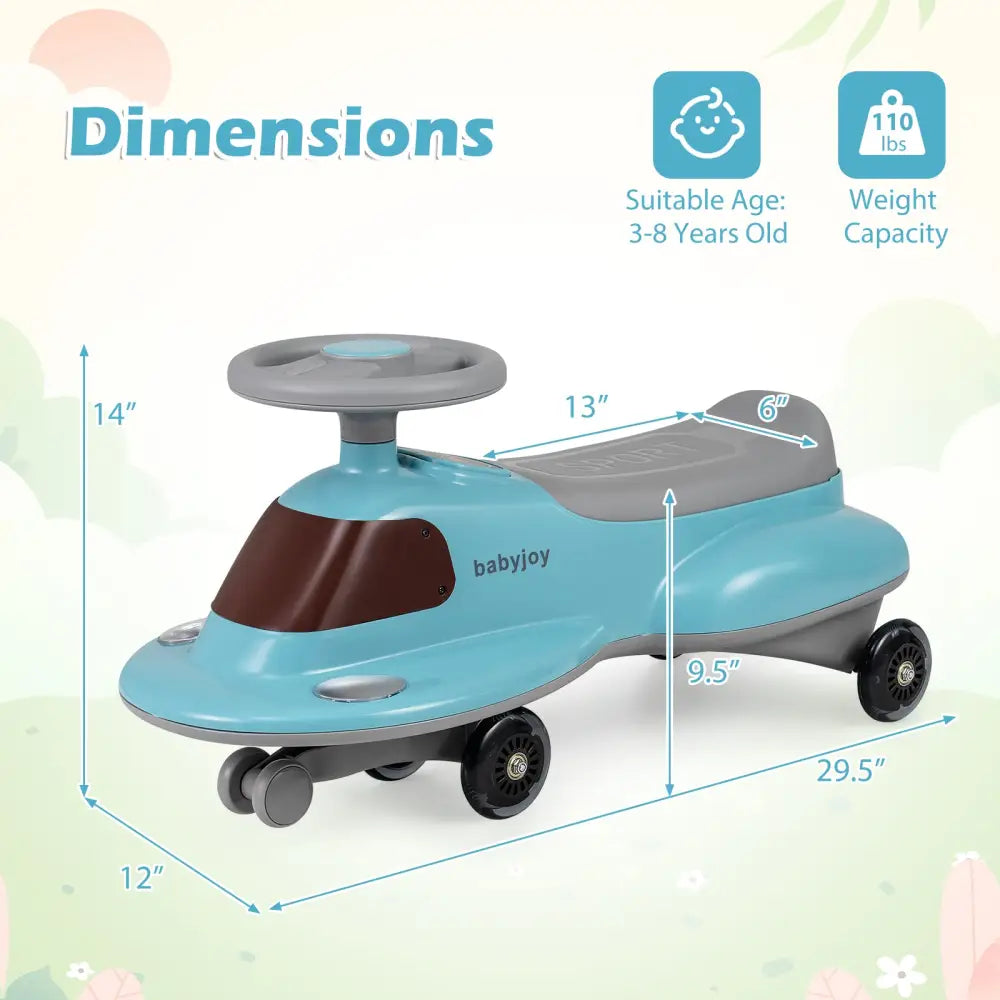Kids Ride On Toy with Under-seat Storage and LED Flashing Wheels-Blue - Blue - Push & Pedal Ride On Toys