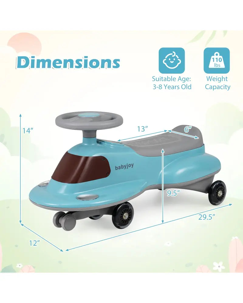 Kids Ride On Toy with Under-seat Storage and LED Flashing Wheels-Blue - Blue - Push & Pedal Ride On Toys