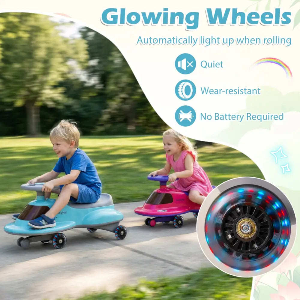 Kids Ride On Toy with Under-seat Storage and LED Flashing Wheels-Blue - Blue - Push & Pedal Ride On Toys