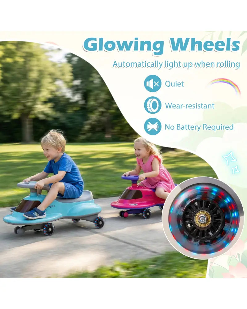 Kids Ride On Toy with Under-seat Storage and LED Flashing Wheels-Blue - Blue - Push & Pedal Ride On Toys