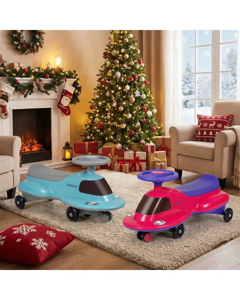 Kids Ride On Toy with Under-seat Storage and LED Flashing Wheels-Blue - Blue - Push & Pedal Ride On Toys