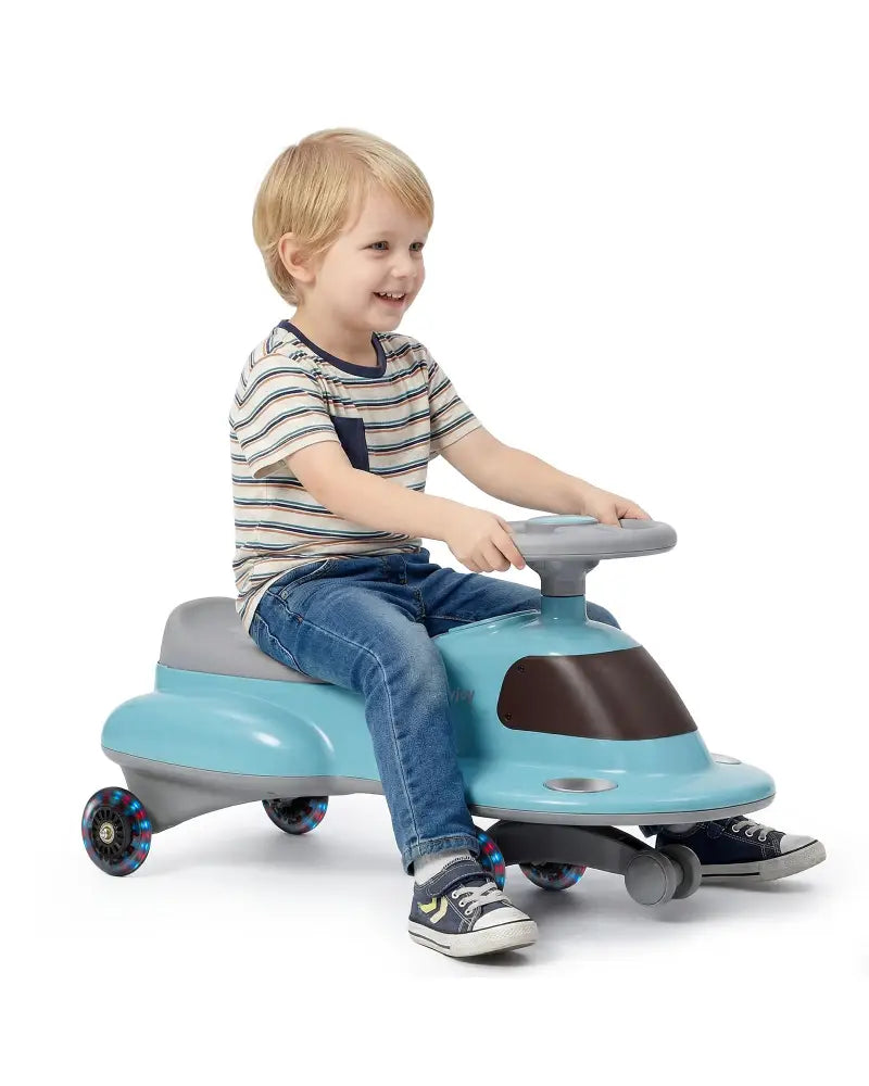 Kids Ride On Toy with Under-seat Storage and LED Flashing Wheels-Blue - Blue - Push & Pedal Ride On Toys