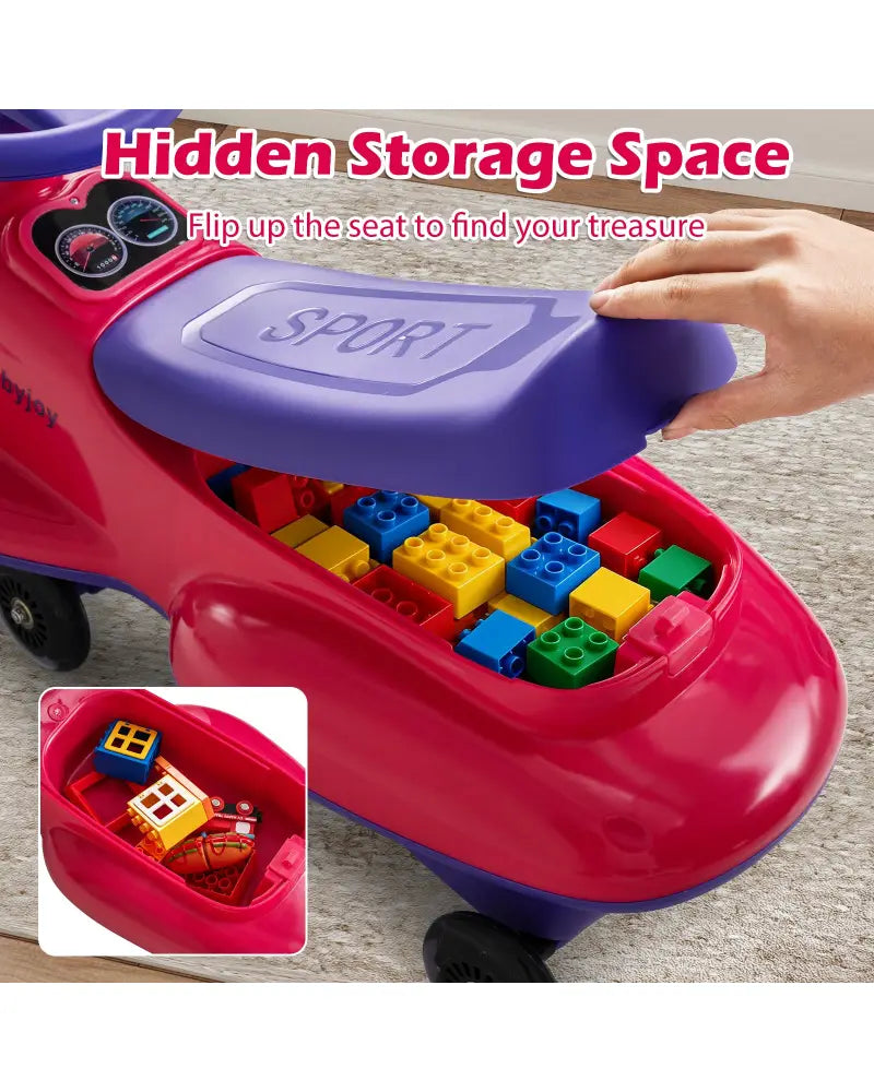 Kids Ride On Toy with Under-seat Storage and LED Flashing Wheels-Pink - Pink - Push & Pedal Ride On Toys