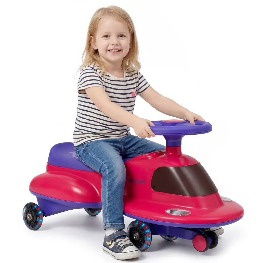 Kids Ride On Toy with Under-seat Storage and LED Flashing Wheels-Pink - Pink - Push & Pedal Ride On Toys