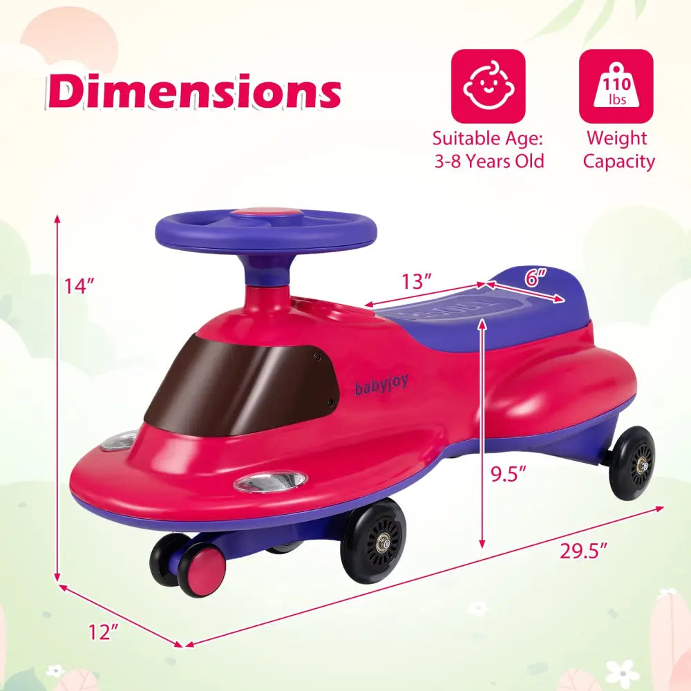 Kids Ride On Toy with Under-seat Storage and LED Flashing Wheels-Pink - Pink - Push & Pedal Ride On Toys