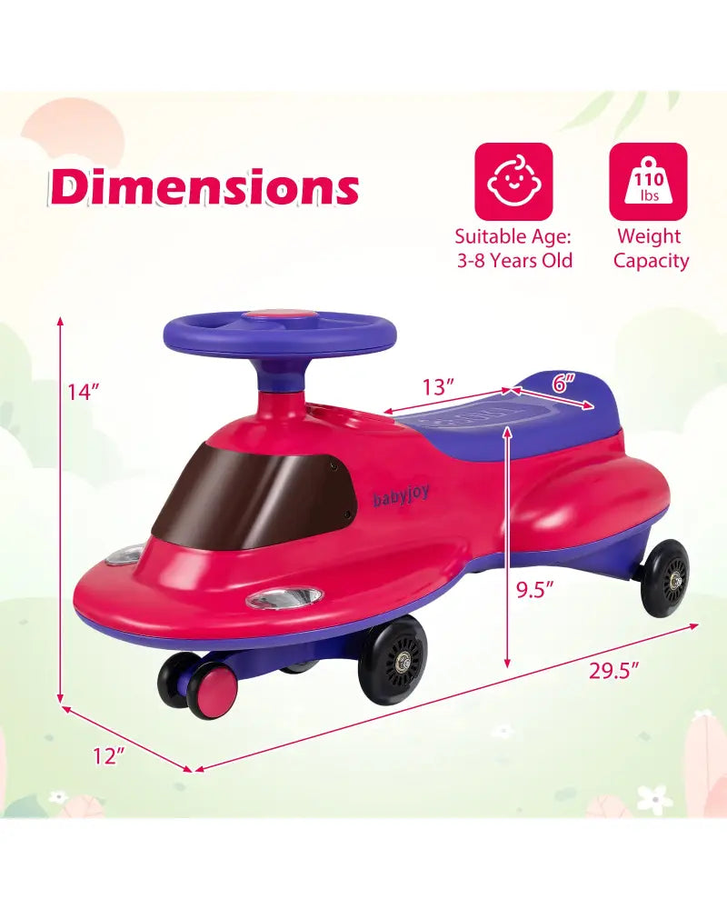 Kids Ride On Toy with Under-seat Storage and LED Flashing Wheels-Pink - Pink - Push & Pedal Ride On Toys