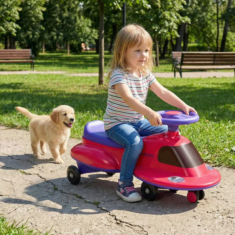 Kids Ride On Toy with Under-seat Storage and LED Flashing Wheels-Pink - Pink - Push & Pedal Ride On Toys