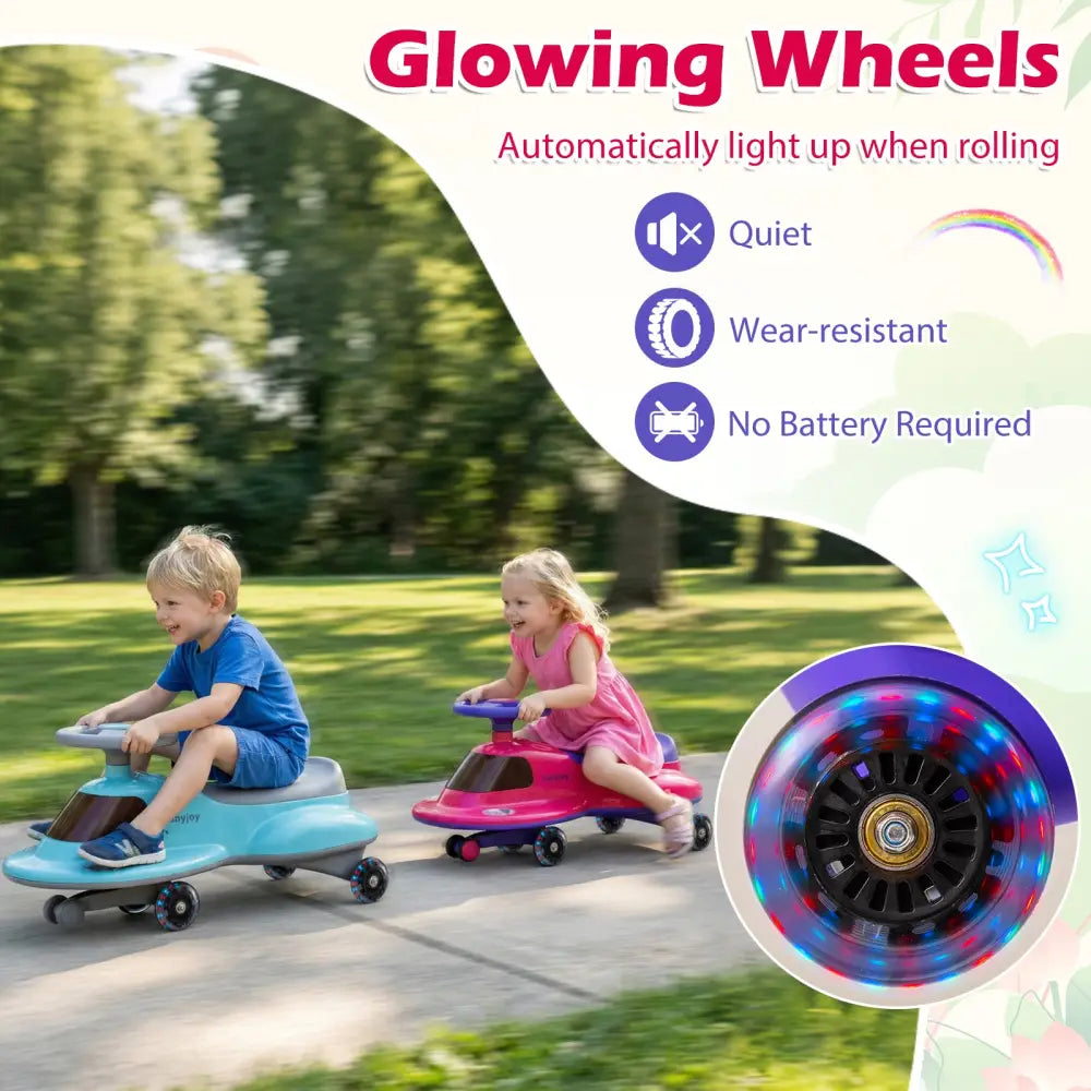 Kids Ride On Toy with Under-seat Storage and LED Flashing Wheels-Pink - Pink - Push & Pedal Ride On Toys