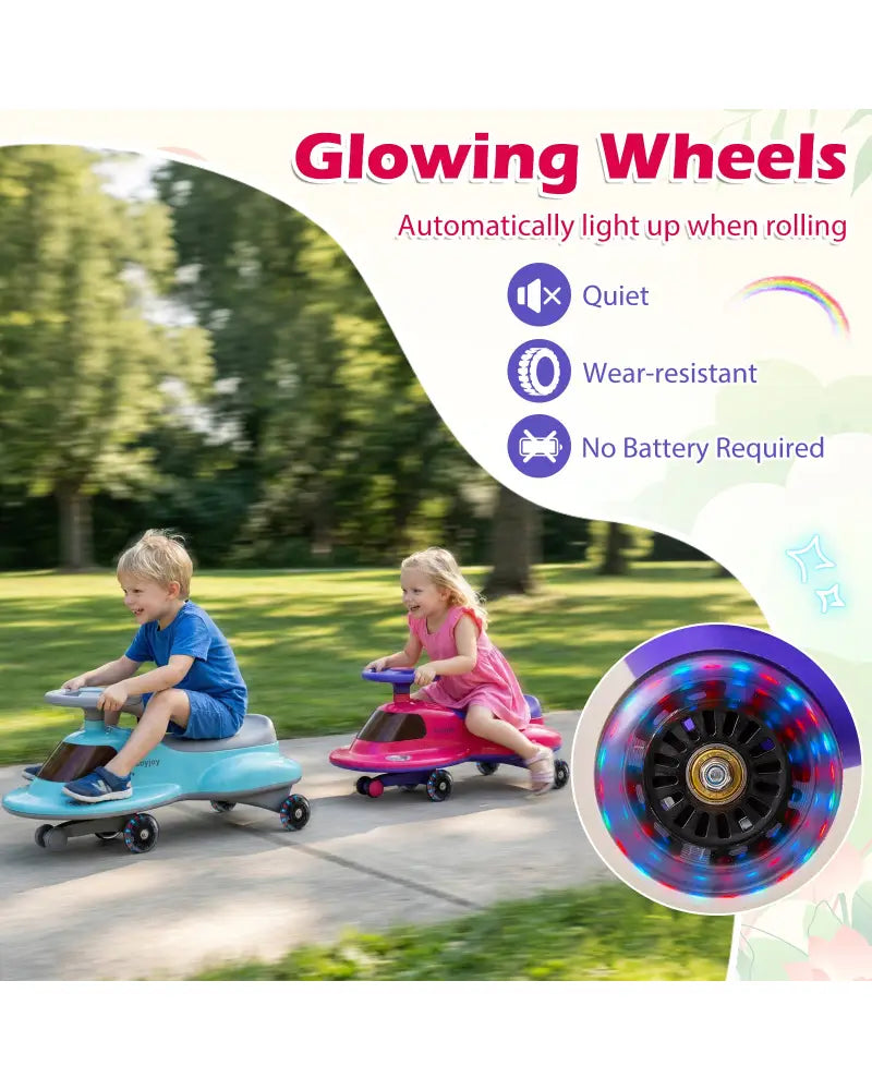 Kids Ride On Toy with Under-seat Storage and LED Flashing Wheels-Pink - Pink - Push & Pedal Ride On Toys