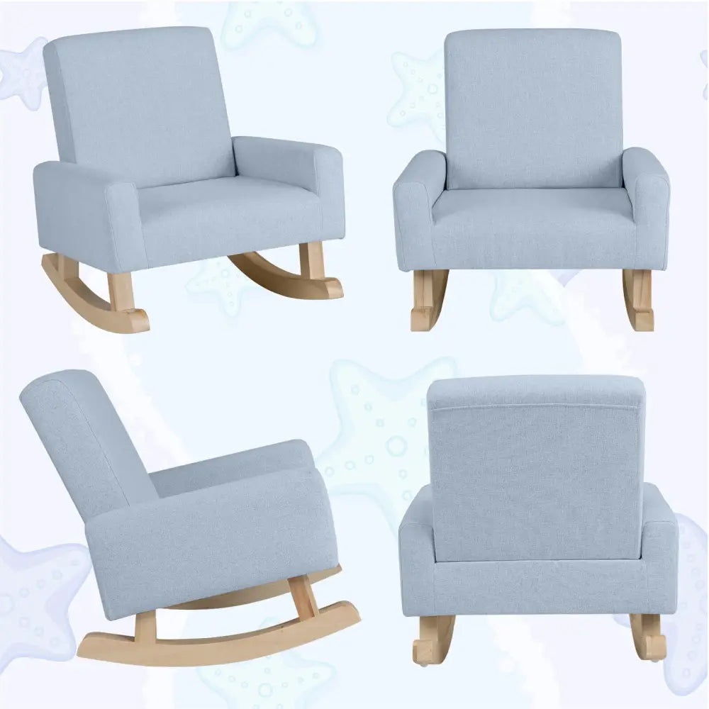 Kids Rocking Chair with Solid Wood Legs-Blue - Blue - Kids Chairs & Seating