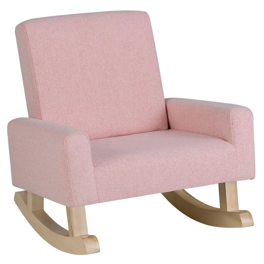 Kids Rocking Chair with Solid Wood Legs-Pink - Pink - Kids Chairs & Seating