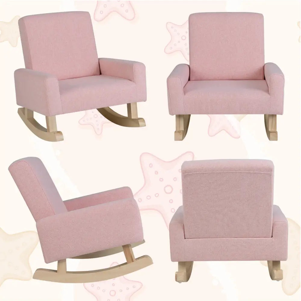 Kids Rocking Chair with Solid Wood Legs-Pink - Pink - Kids Chairs & Seating