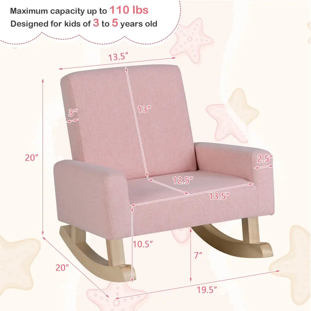 Kids Rocking Chair with Solid Wood Legs-Pink - Pink - Kids Chairs & Seating