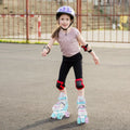 Kids Roller Skates 4 Sizes Adjustable Quad Skates with Light-up Wheels-Navy - Navy - Toy Sports