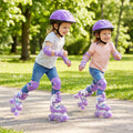 Kids Roller Skates 4 Sizes Adjustable with Light-up Wheels for Toddler Aged 3-4 (XS)-Purple - Purple - Toy Sports