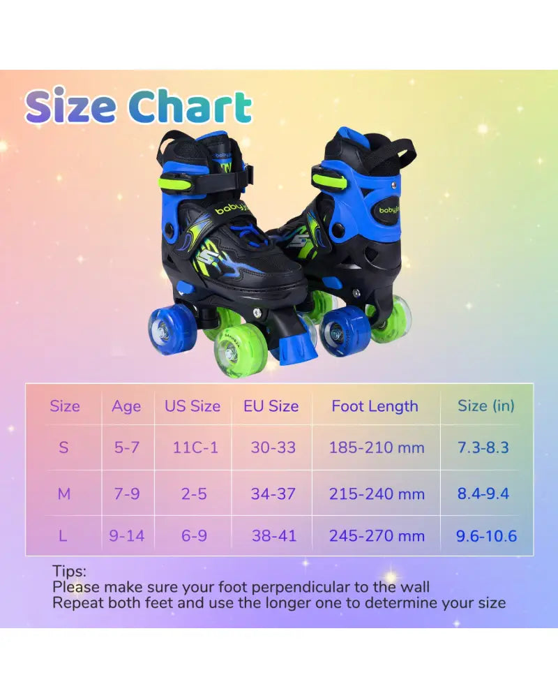Kids Roller Skates for Girls Boys 4 Sizes Adjustable Quad Skates with Light-up Wheels-Navy - Navy - Toy Sports