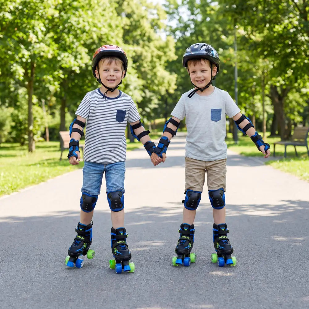 Kids Roller Skates for Girls Boys 4 Sizes Adjustable Quad Skates with Light-up Wheels-Navy - Navy - Toy Sports