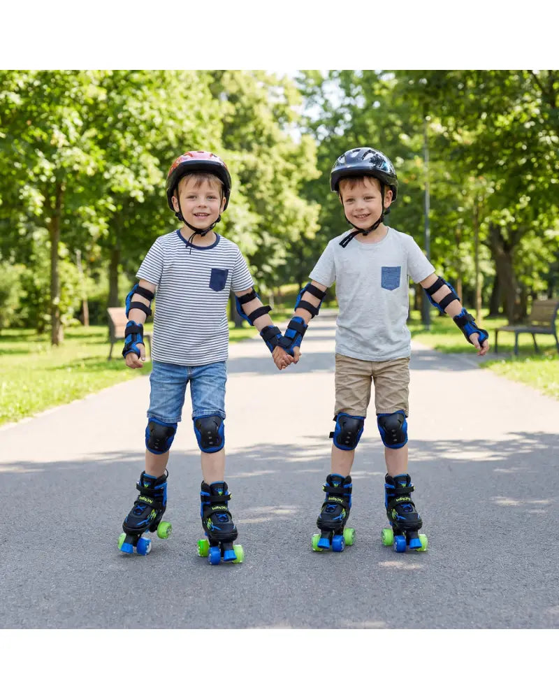 Kids Roller Skates for Girls Boys 4 Sizes Adjustable Quad Skates with Light-up Wheels-Navy - Navy - Toy Sports
