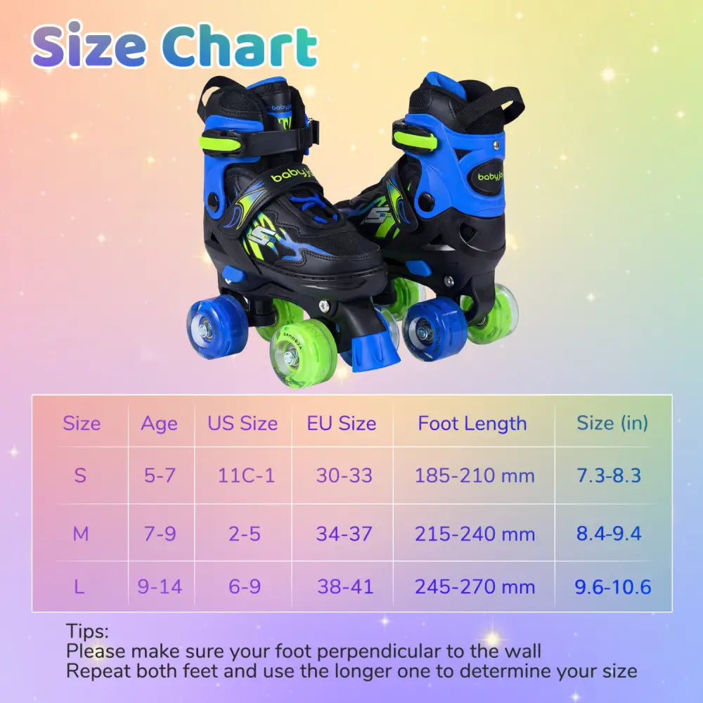 Kids Roller Skates for Girls Boys 4 Sizes Adjustable Quad Skates with Light-up Wheels-Navy - Navy - Toy Sports