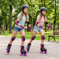 Kids Roller Skates for Girls Boys Teens 4 Sizes Adjustable Quad Skates with Light-up Wheels-Pink - Pink - Toy Sports