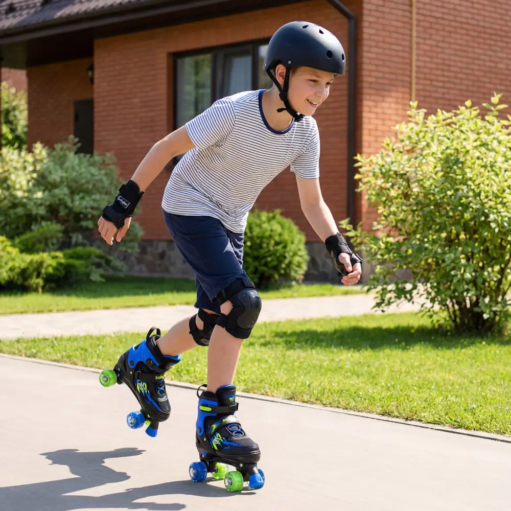 Kids Roller Skates for Girls Boys Teens 4 Sizes Adjustable Quad Skates with Light-up Wheels-Navy - Navy - Toy Sports