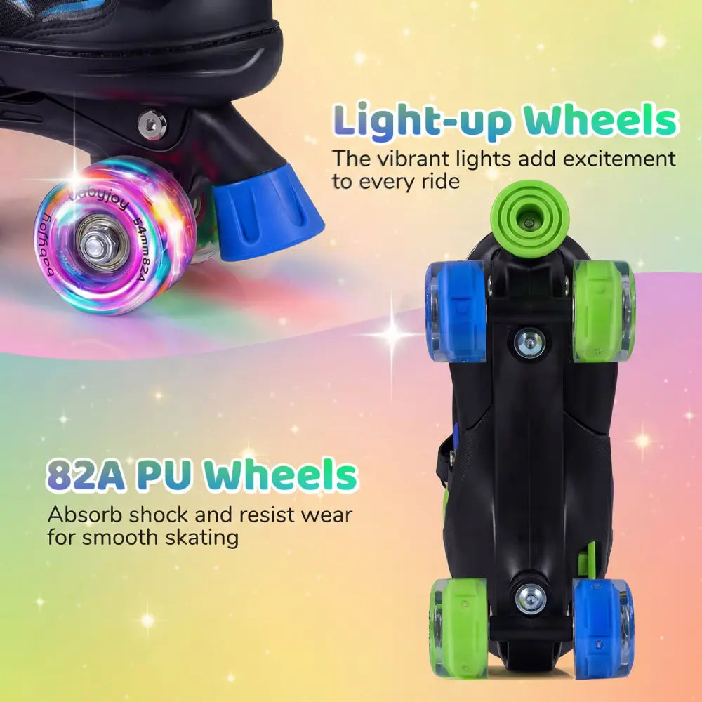Kids Roller Skates for Girls Boys Teens 4 Sizes Adjustable Quad Skates with Light-up Wheels-Navy - Navy - Toy Sports
