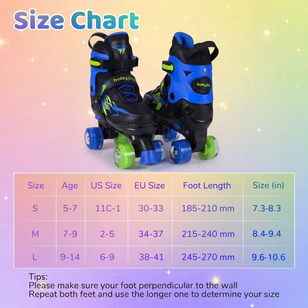 Kids Roller Skates for Girls Boys Teens 4 Sizes Adjustable Quad Skates with Light-up Wheels-Navy - Navy - Toy Sports