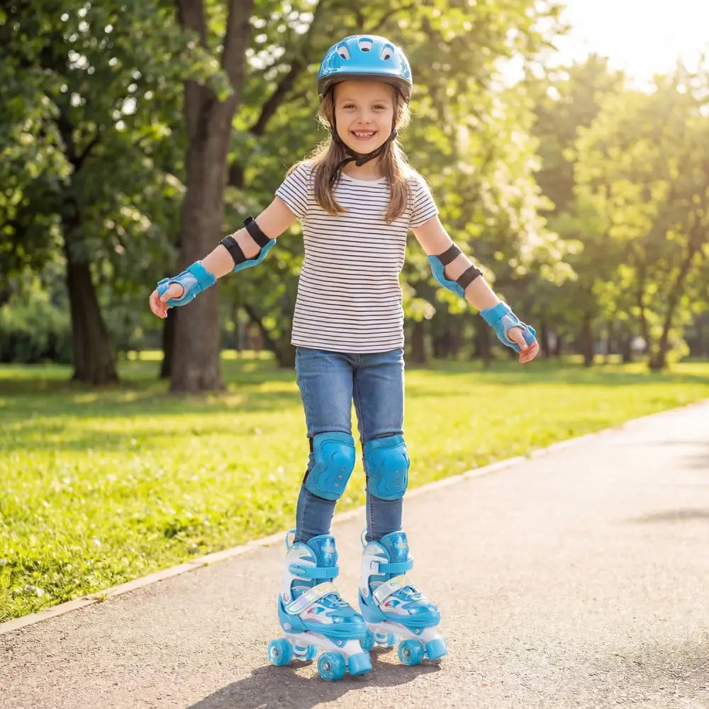 Kids Roller Skates for Girls Boys with Light-up Wheels and Safety Protection-Navy - Navy - Toy Sports