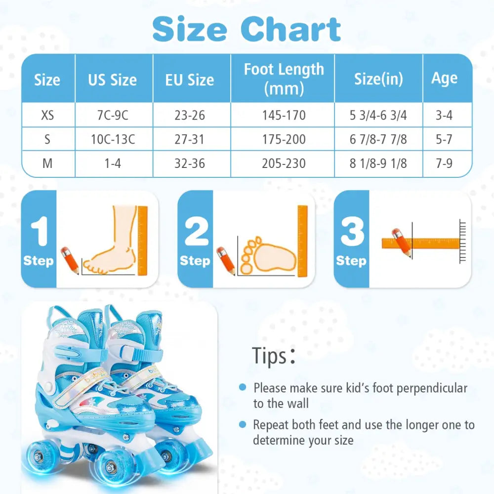 Kids Roller Skates for Girls Boys with Light-up Wheels and Safety Protection-Navy - Navy - Toy Sports