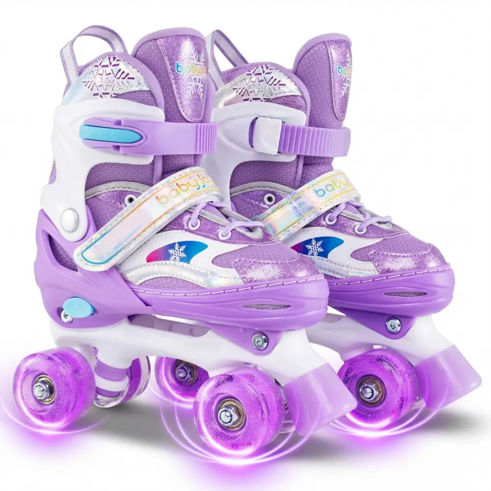 Kids Roller Skates for Girls Boys with Light-up Wheels and Safety Protection-Purple - Purple - Toy Sports