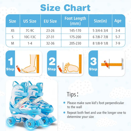Kids Roller Skates for Girls Boys with Light-up Wheels and Safety Protection-Navy - Navy - Toy Sports