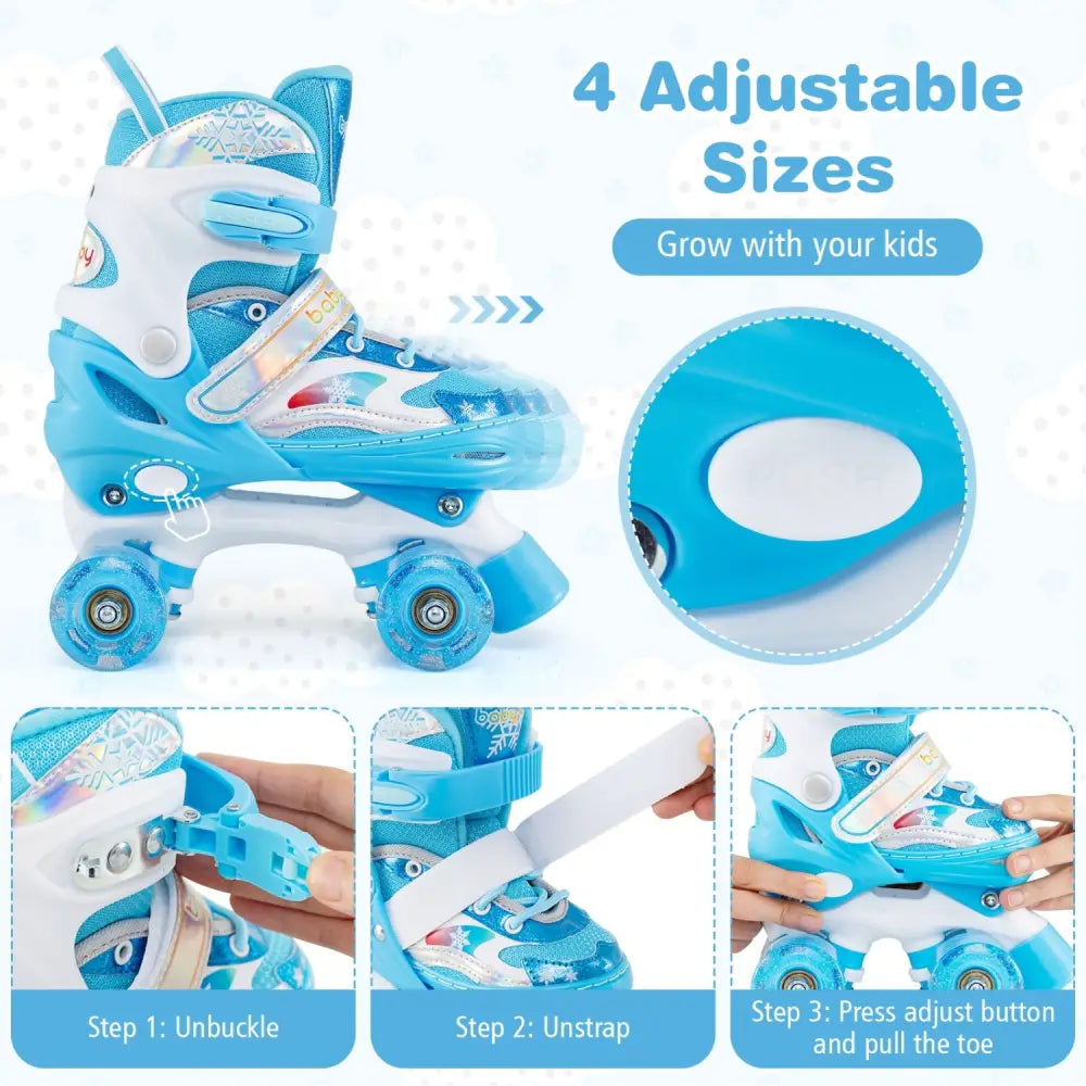 Kids Roller Skates for Girls Boys with Light-up Wheels and Safety Protection-Navy - Navy - Toy Sports