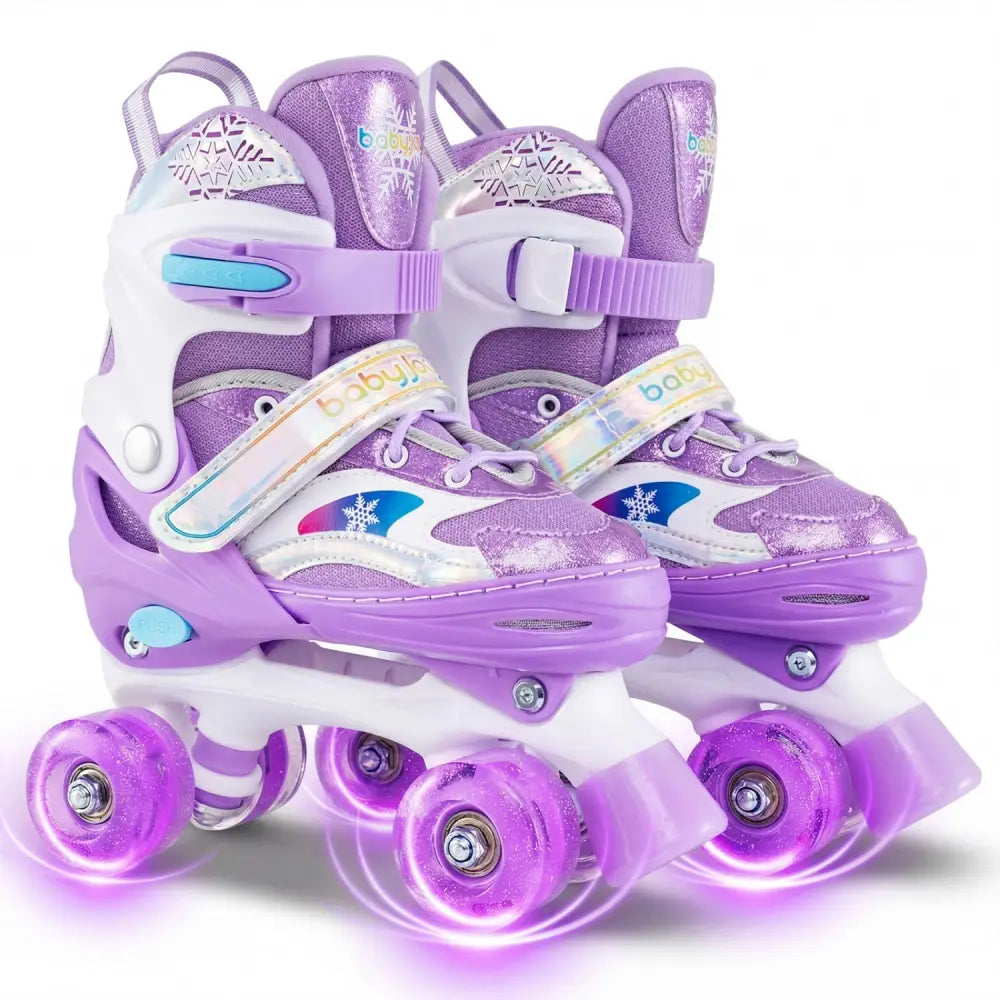 Kids Roller Skates for Girls Boys with Light-up Wheels and Safety Protection-Purple - Purple - Toy Sports