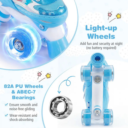 Kids Roller Skates for Girls Boys with Light-up Wheels and Safety Protection-Navy - Navy - Toy Sports