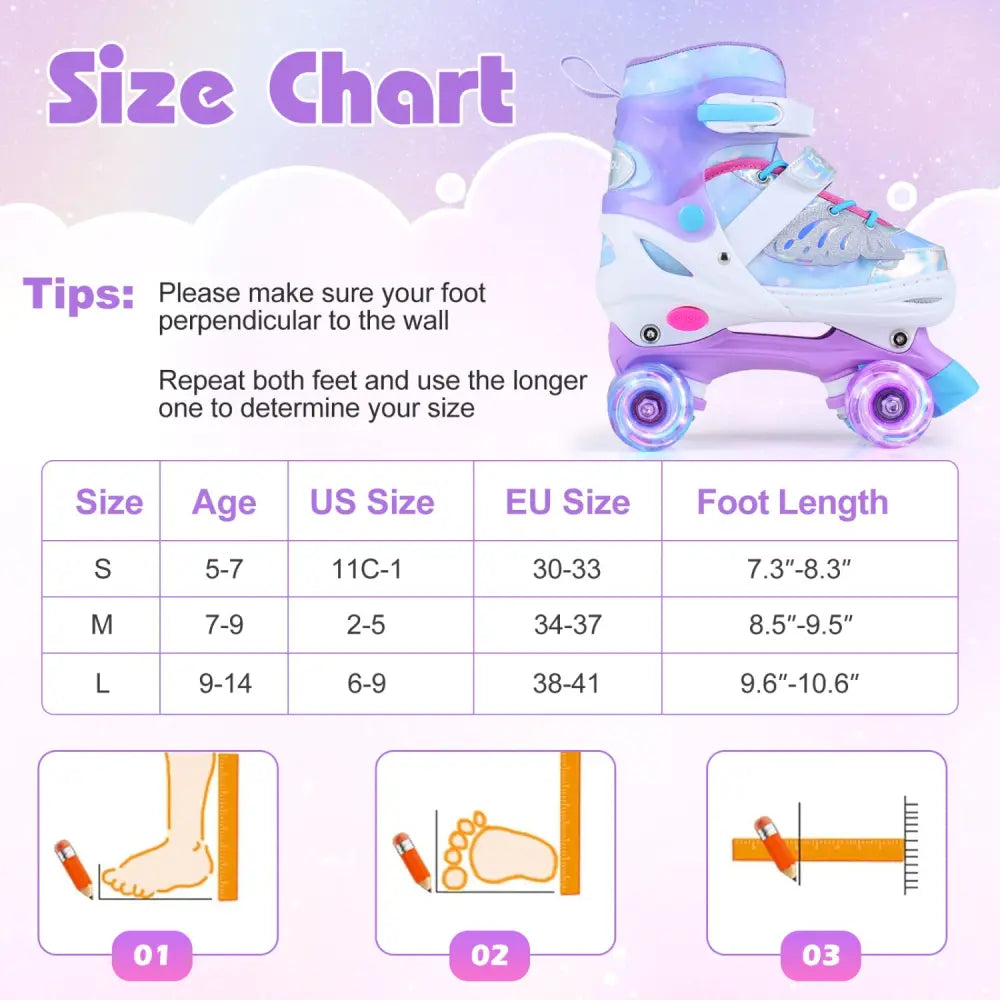 Kids Roller Skates for Toddlers Ages 5-7 with 4 Light-up Wheels-Blue - Blue - Toy Sports