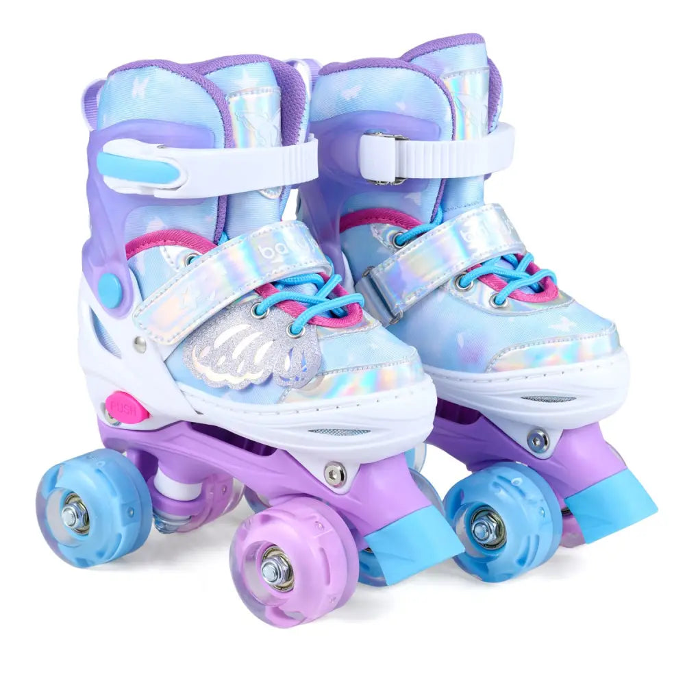 Kids Roller Skates for Toddlers Ages 5-7 with 4 Light-up Wheels-Blue - Blue - Toy Sports