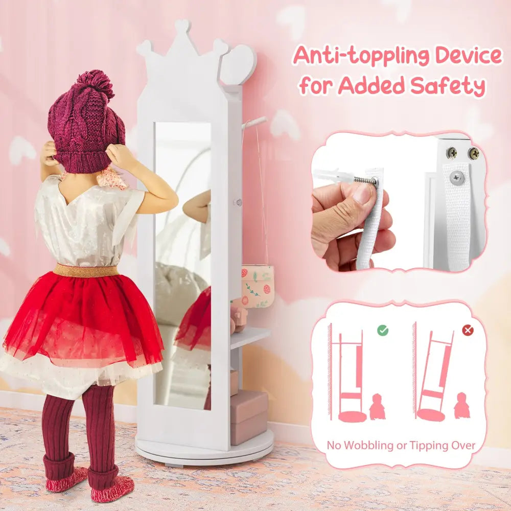 Kids Room Furniture Set Princess Vanity Table and Stool Set with Mirror and Drawer-White - White - Kids Vanities