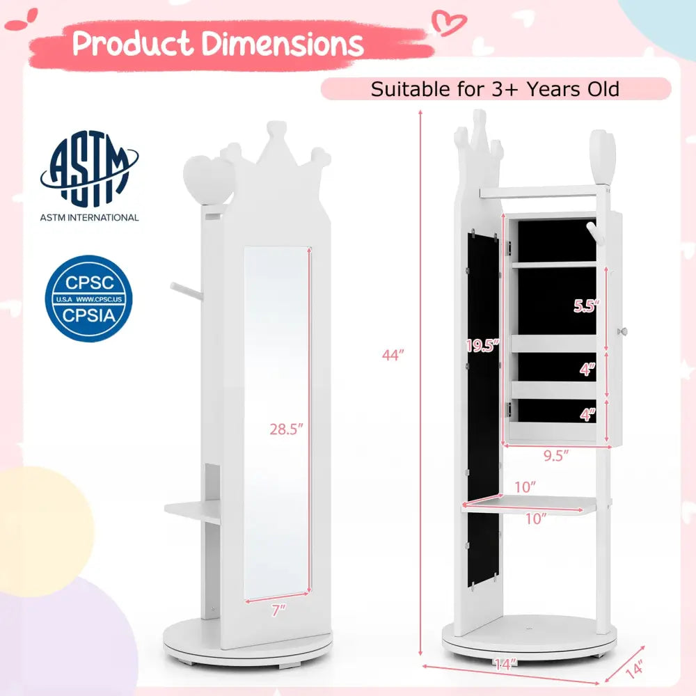 Kids Room Furniture Set Princess Vanity Table and Stool Set with Mirror and Drawer-White - White - Kids Vanities