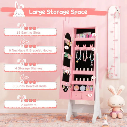 Kids Room Furniture Set with Princess Vanity Table and Chair-Pink - Pink - Kids Vanities