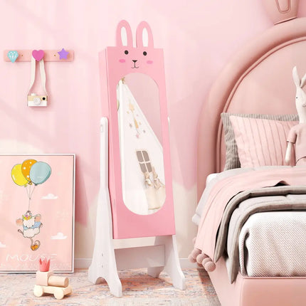 Kids Room Furniture Set with Princess Vanity Table and Chair-Pink - Pink - Kids Vanities