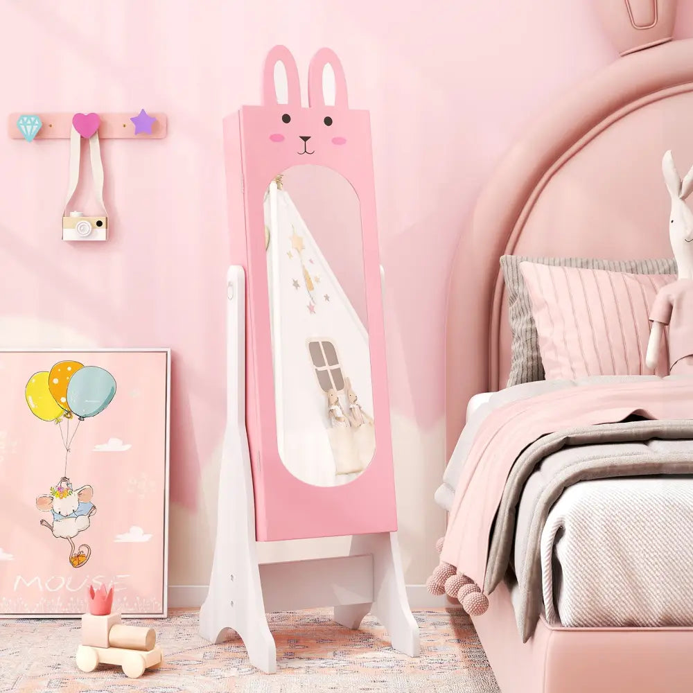 Kids Room Furniture Set with Princess Vanity Table and Chair-Pink - Pink - Kids Vanities