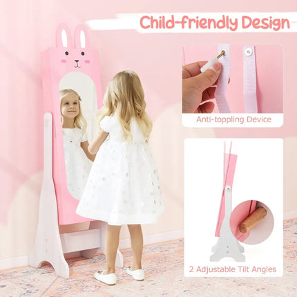 Kids Room Furniture Set with Princess Vanity Table and Chair-Pink - Pink - Kids Vanities