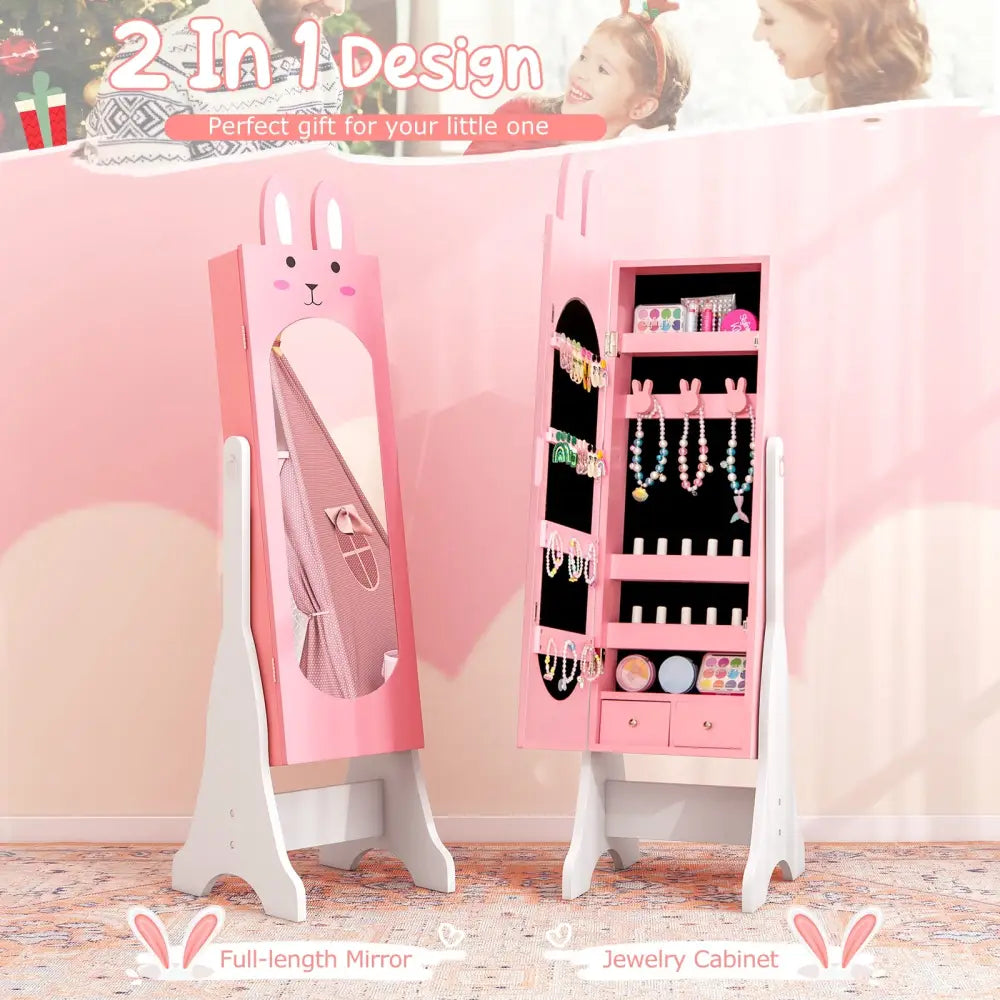 Kids Room Furniture Set with Princess Vanity Table and Chair-Pink - Pink - Kids Vanities