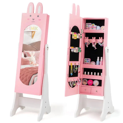 Kids Room Furniture Set with Princess Vanity Table and Chair-Pink - Pink - Kids Vanities