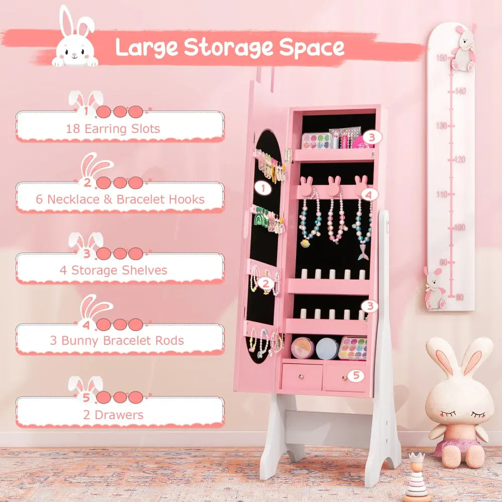 Kids Room Furniture Set with Princess Vanity Table and Chair-Pink - Pink - Kids Vanities