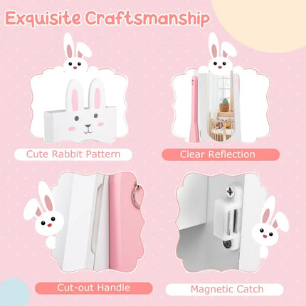 Kids Room Furniture Set with Princess Vanity Table and Chair-White - White - Kids Vanities