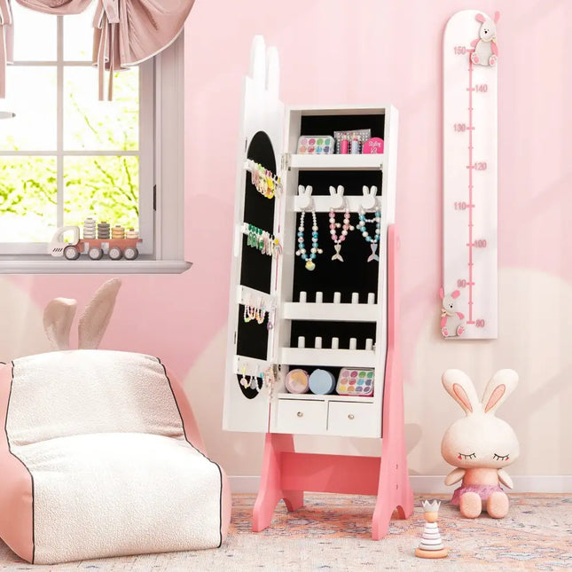 Kids Room Furniture Set with Princess Vanity Table and Chair-White - White - Kids Vanities