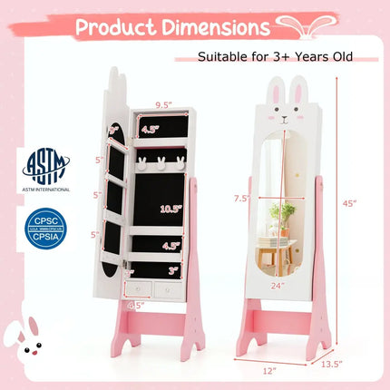 Kids Room Furniture Set with Princess Vanity Table and Chair-White - White - Kids Vanities