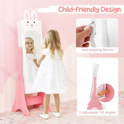Kids Room Furniture Set with Princess Vanity Table and Chair-White - White - Kids Vanities