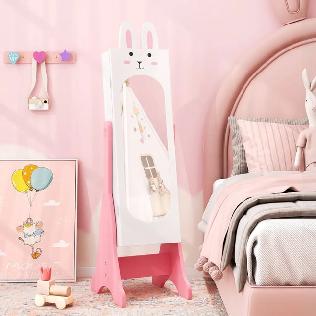 Kids Room Furniture Set with Princess Vanity Table and Chair-White - White - Kids Vanities